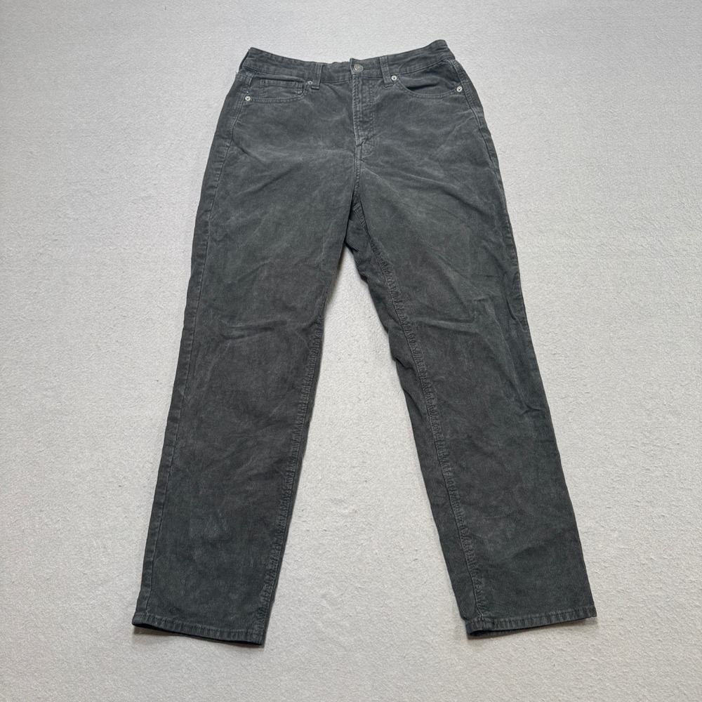 American Eagle Corduroy Pants Women's 8 Dark Gray Super Stretch Straight Leg Y2K